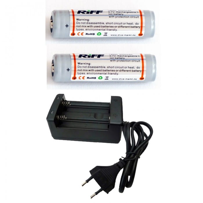 Riff_ladegeraet_2-akku Doppel Ladegerät mit 2 Akku Typ 18650