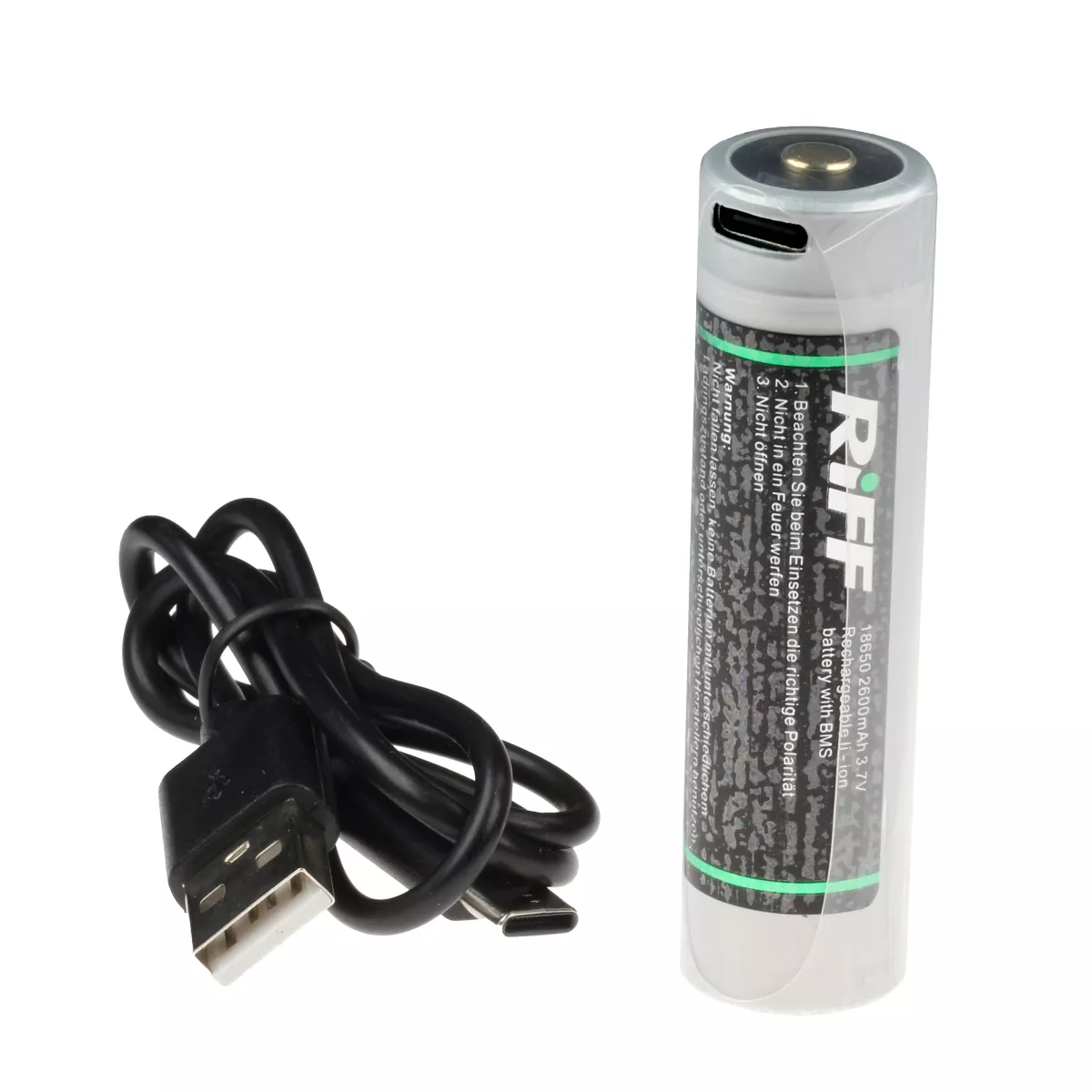Riff Li-Ionen Akku 18650 mit BMS und USB-C Port