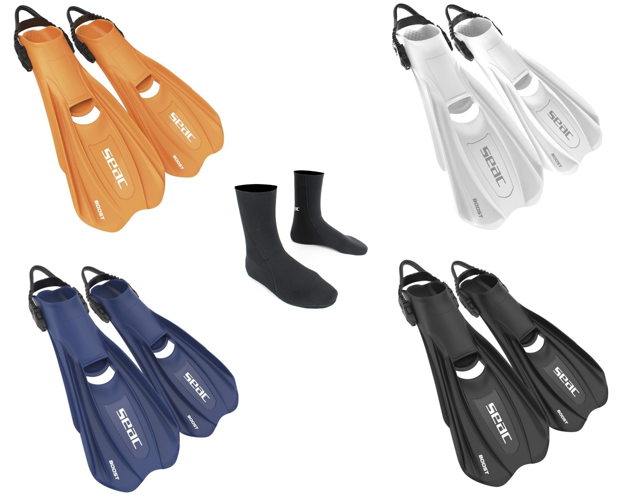 Seac Sub Boost Schnorchelflossen mit Standard HD Socken