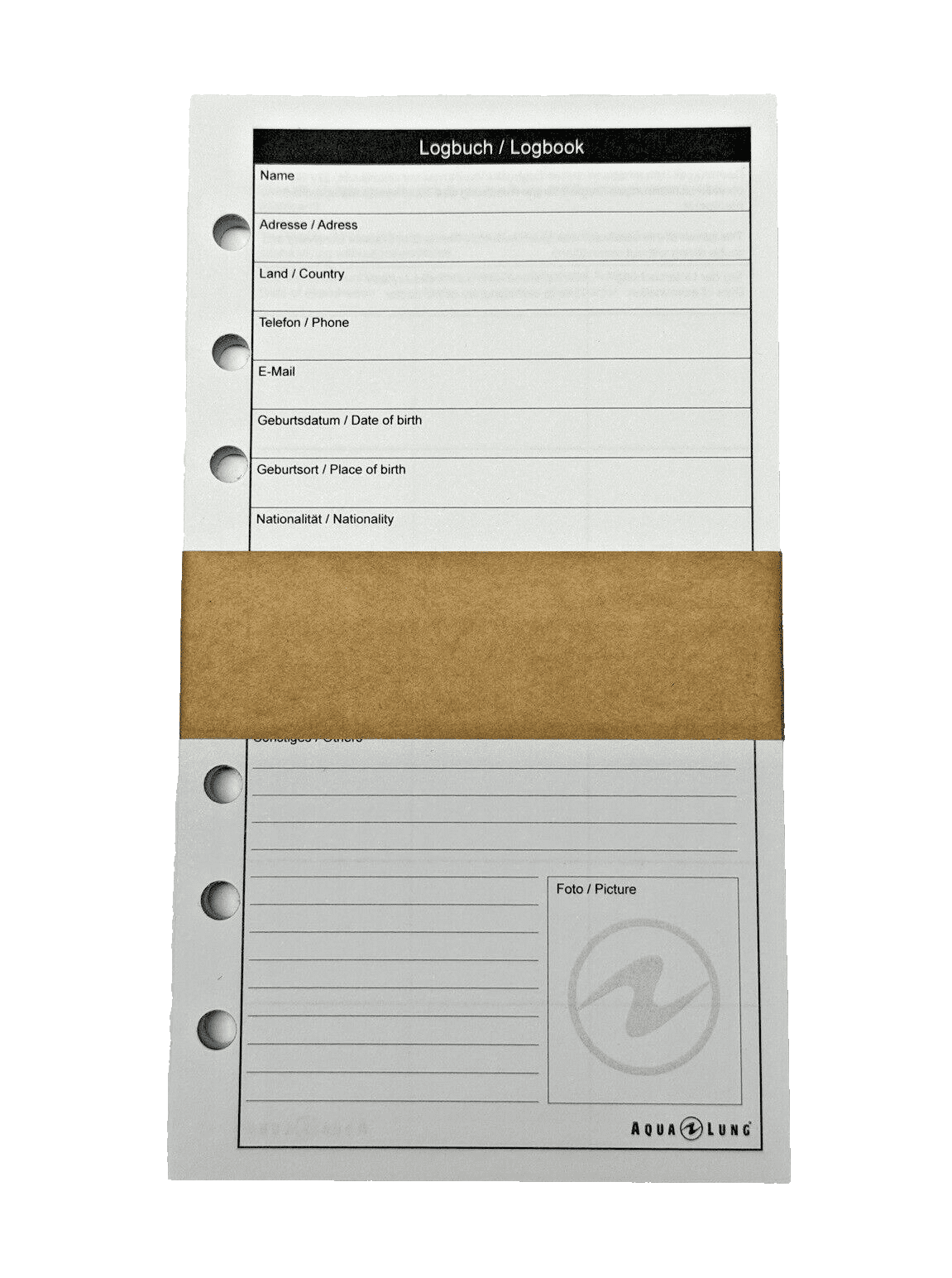 AquaLung_Logbucheinlagen AquaLung Logbuchseiten